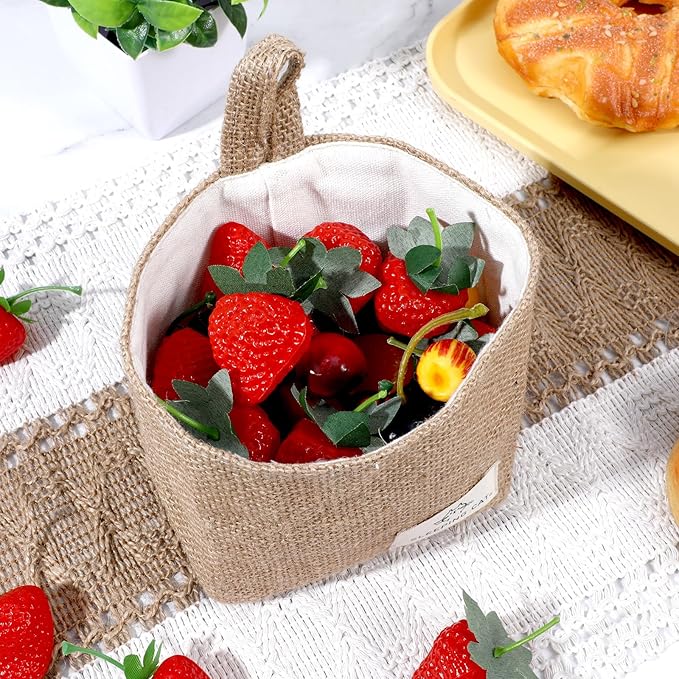 Small Cotton and Linen Hanging Storage Basket