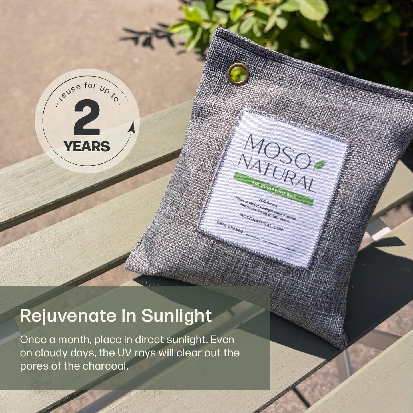 Moso Natural Air Purifying Bag 200g (4 Pack). A Scent Free Odour Eliminator for Cars, Closets, Bathrooms, Pet Areas. Premium Moso Bamboo Charcoal Odour Absorber. (Charcoal Grey)