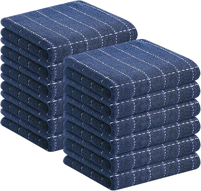 Homaxy 100% Cotton Terry Kitchen Towels, Checkered Designed, Soft and Super