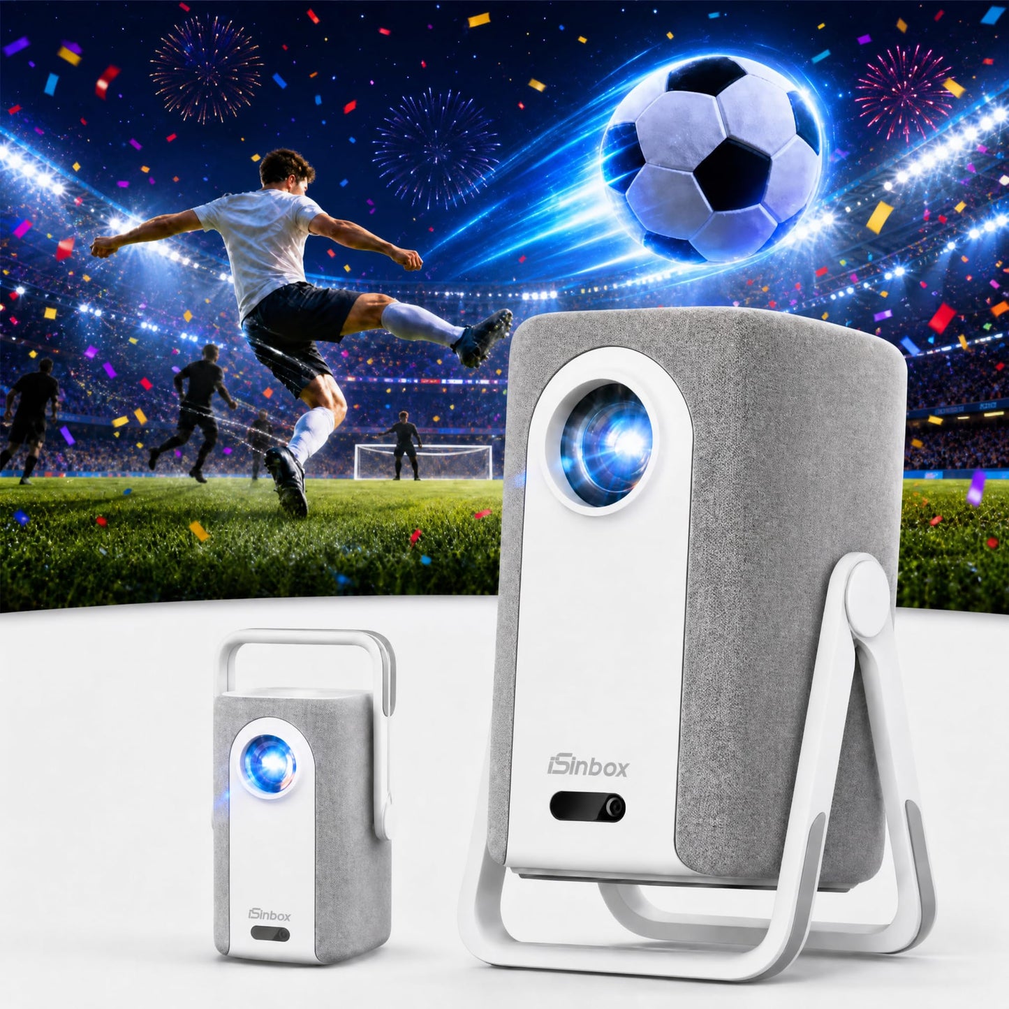 [Short Throw/1500ANSI/Built in Apps] 4K Outdoor Projector with WiFi and Bluetooth, Auto Focus Projector with Dual-Mode Stand, Smart Portable Proyector with Netflix/YouTube/PrimeVideo & Dolby
