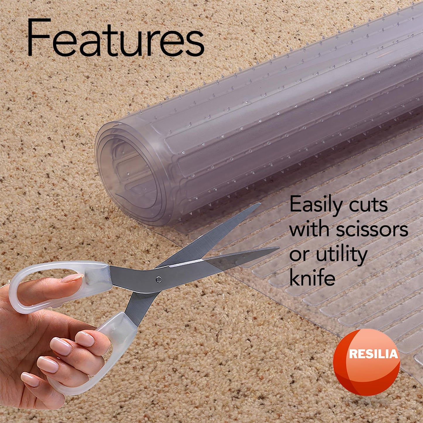 RESILIA Deep-Pile Carpet Runner - Plastic Vinyl Carpet & Rug Protector, Waterproof Clear Vinyl Floor Runners, 36 Inches Wide x 6 Feet Long, Made in The USA