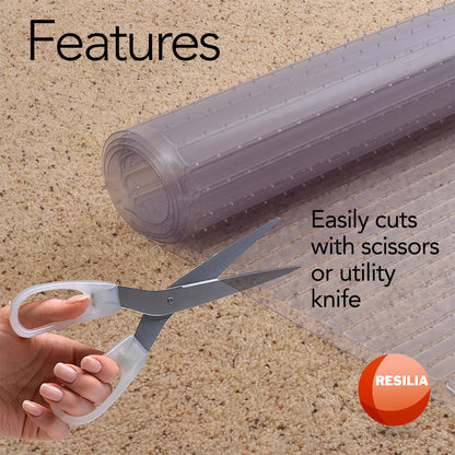 RESILIA Deep-Pile Carpet Runner - Plastic Vinyl Carpet & Rug Protector, Waterproof Clear Vinyl Floor Runners, 36 Inches Wide x 6 Feet Long, Made in The USA
