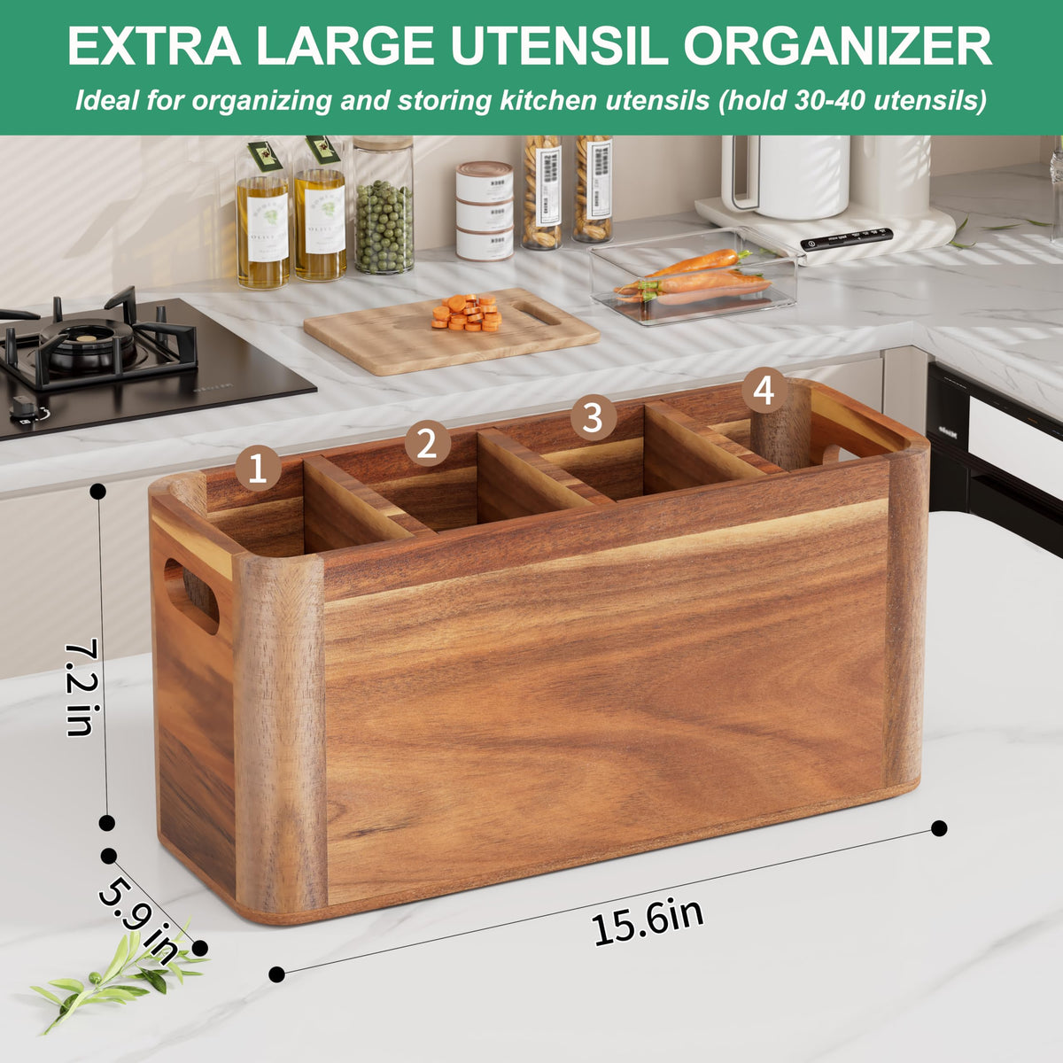 ZUJJAFY Extra Large Kitchen Utensil Holder