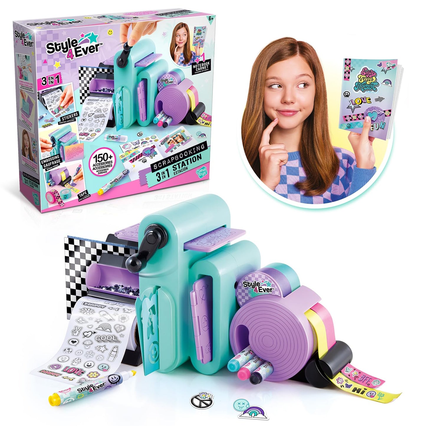 Scrapbooking 3 in 1 Station - Customise Your Notebook - 150+ DIY Accessories Included, Hours of Creativity, Embossing, Tapes and and Sticker Factory