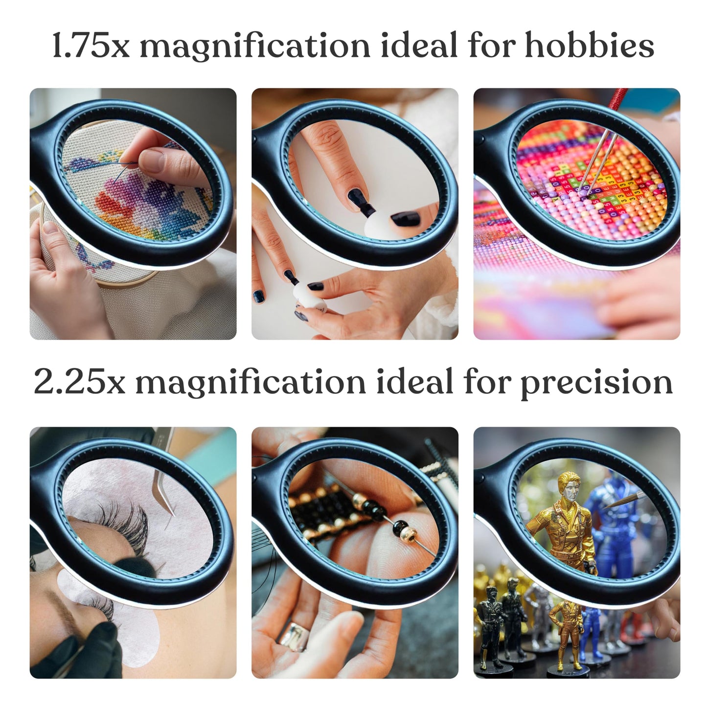 Brightech LightView Pro Flex 2 in 1 Magnifying Desk Lamp, 2.25x Light Magnifier, Adjustable Gooseneck Magnifying Glass with Light for Crafts, Reading, Close Work