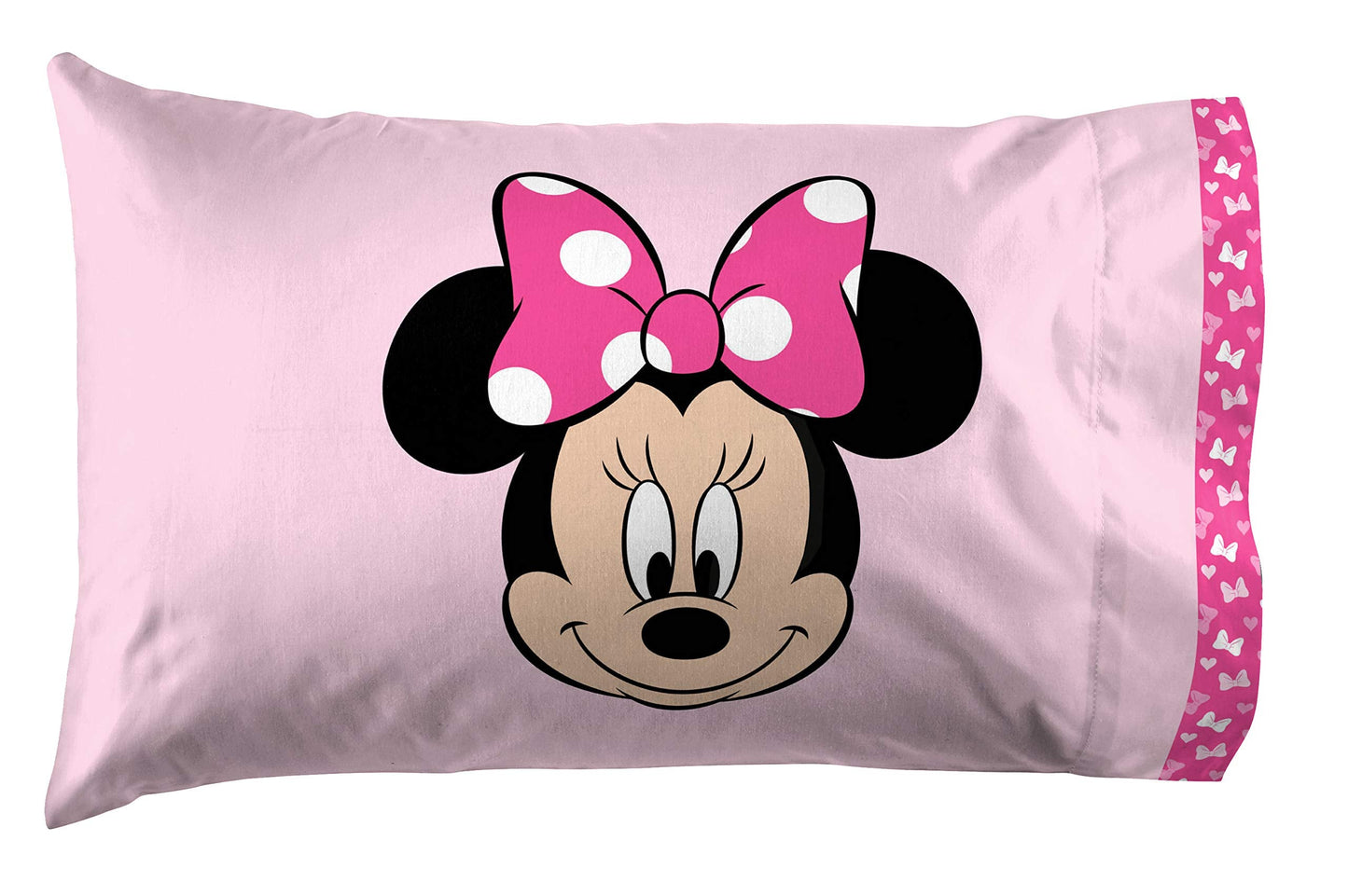 Jay Franco Disney Minnie Mouse Kids Twin Sheet Set, 3 Piece Super Soft Microfiber - Deep Pocket Fitted, Flat & Pillowcase, Breathable, Fade Resistant, Machine Washable (Official Disney Product), Pink