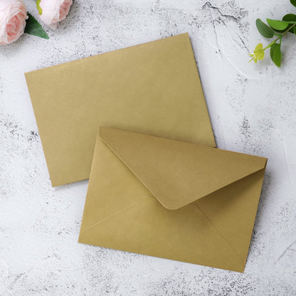 PONATIA 50 PACK A7 Envelopes, 5.25 x 7.5'' Dark Gold Shiny Envelopes For 5x7 Weddings Invitation Cards, Graduation Invite, Acrylic Invitations, Photos…