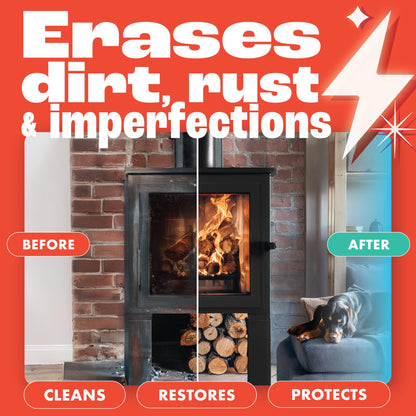 Dirtbusters Stove Cleaning Care Kit, With Exterior Spray, Glass Cleaner Paste & Stove Polish, Clean, Protect & Restore Log Burners & Grates