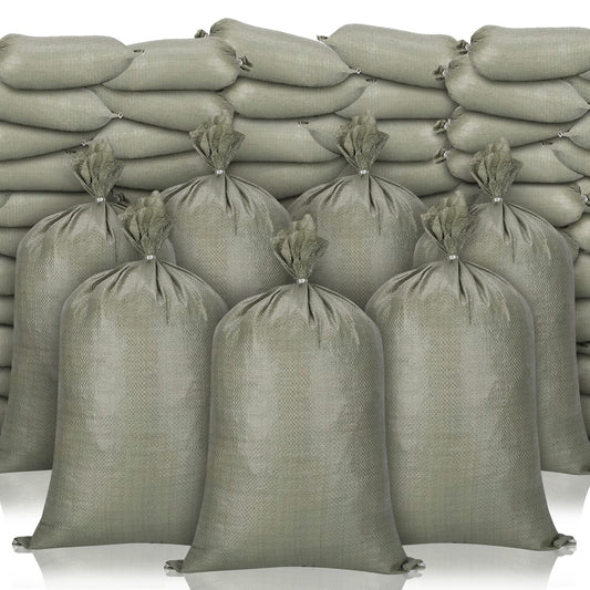 Nuenen 200 Pcs Empty Sandbags Heavy Duty Sand Bags with Ties Woven Polypropylene Sand Bags Bulk for Flooding 16 x 26 Inches Sandbag Flood Protection for Emergency Hurricane Supplies(Green)