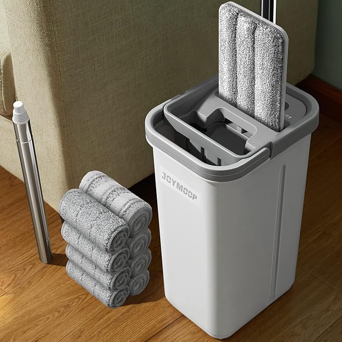 JOYMOOP Mop and Bucket with Wringer Set, Hands Free Flat Floor Mop and Bucket