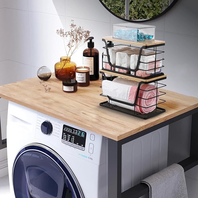 2 Pack Trash Bag Dispenser & Garbage Holder – Stackable Wall Mount Storage