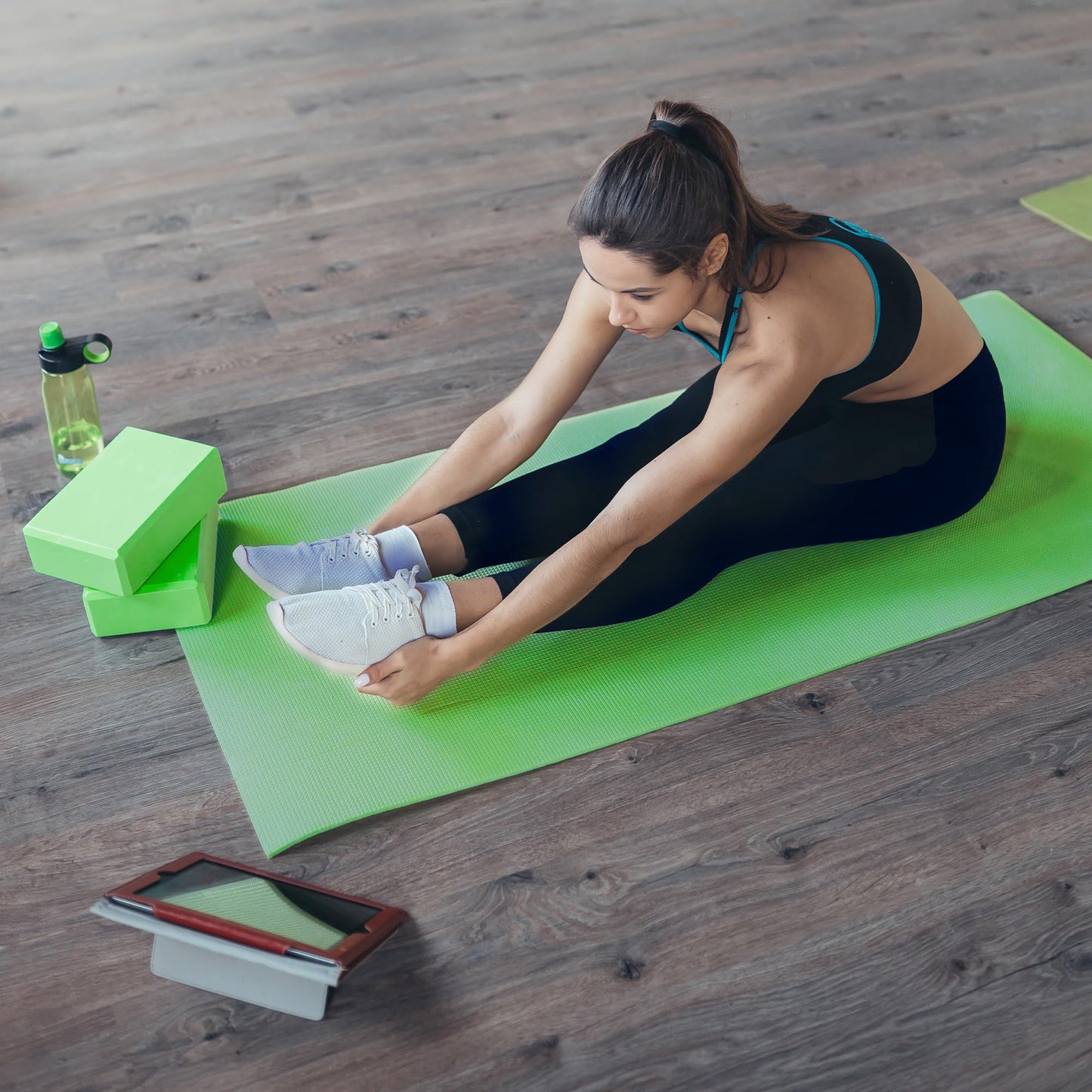 BalanceFrom 7-Piece Yoga Set with 71x24x0.5 Inches Extra Thick Mat and Carrying Sling – Includes 2 Blocks, Stretch Strap, 2 Towels, and Knee Pad for Home, Studio, and Gym Workouts