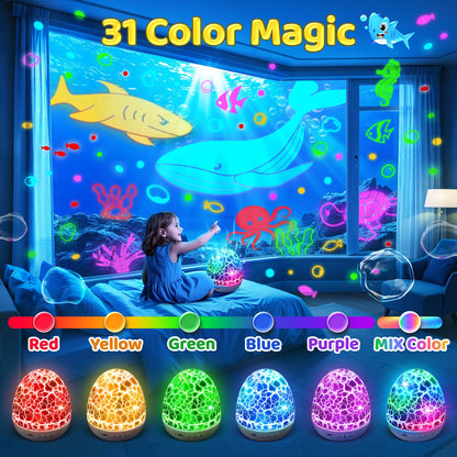 Baby Sound Machine Night Light Projector | 15 Sleeping Sounds & 3D Films | 31Colors & Remote Control | Toddler Night Light for Kids, Baby White Noise Machine, Sound Machine baby, Egg Light for Nursery