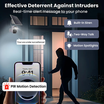 2025 Upgraded 2K Security Cameras Wireless Outdoor, Free Cloud Storage & Local SD Card Support, 1-6 Months Battery Life, Waterproof, 2-Way Talk, AI Motion Detection Spotlight Siren Alarm Camera