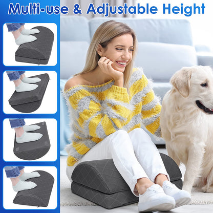 CushZone Foot Rest,Desk & Gaming Accessories,Foot Rest for Under Desk at Work,Comfortable Footrest with 2 Adjustable Heights & Removable Cover, Office Desk Accessories（Gray）