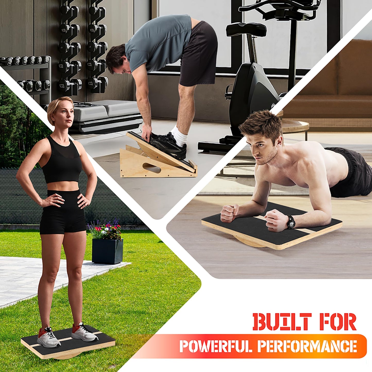 Yes4All 2-in-1 Professional Wooden Balance Boards & Slant Board, 400 lb Adjustable Incline Slant Board for Squats, Balance Boards for Adults