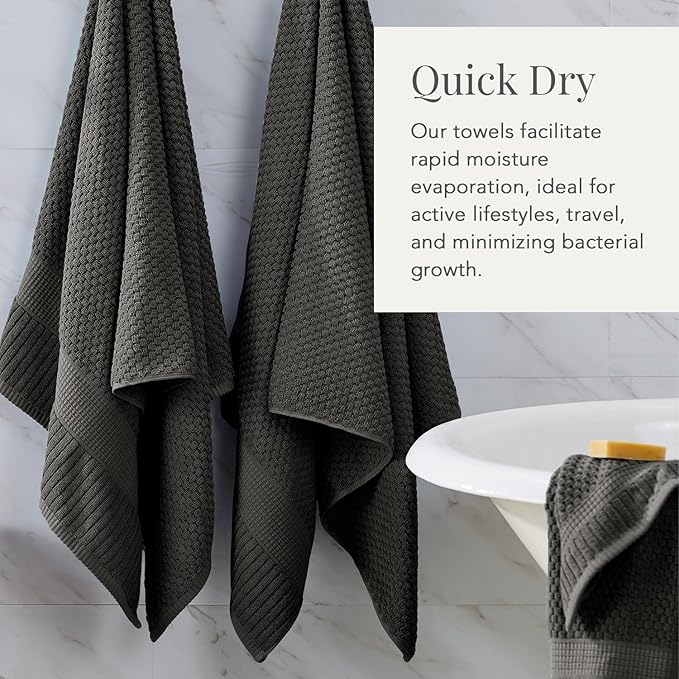 NY Loft 100% Cotton 6 Piece Bath Towel Set | Grey Towels | Oeko-TEX® Standard