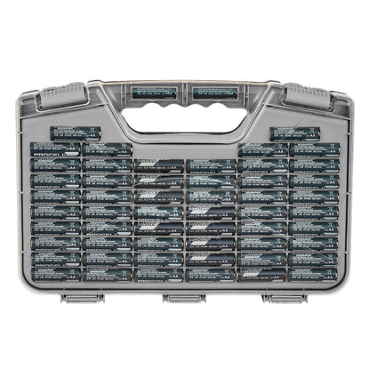 Battery Daddy Storage & Organizer Case w/Tester, Stores & Protects Up to 180 Batteries, Double-Sided, Clear Locking Lid, Secure Latches & Portable Carrying Handle- Warm Grey (Batteries Not Included)