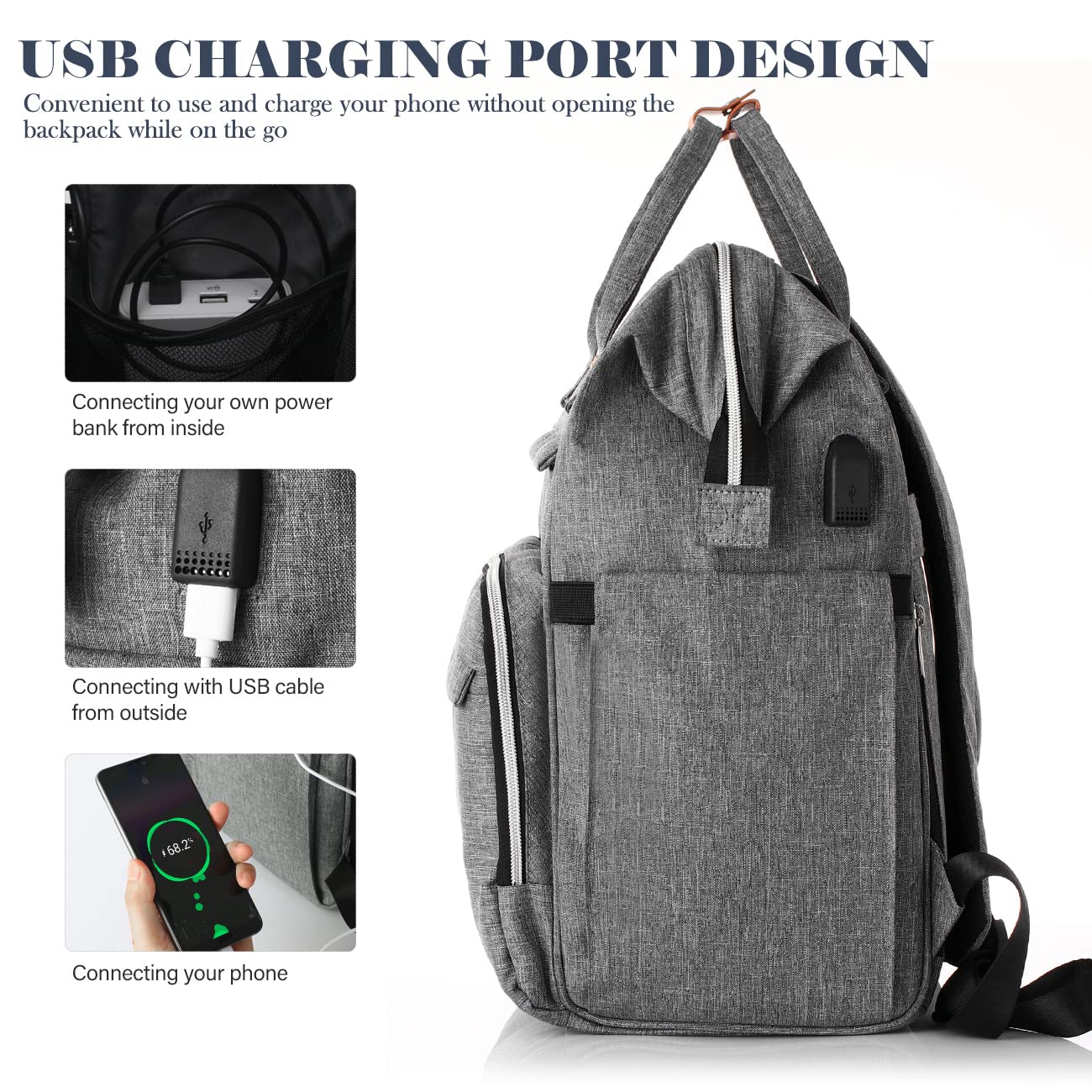 RJEU Laptop Backpack Women, Anti-theft School Backpack for Teenager Girls,Waterproof High School Bookbag Computer Bag with USB Charging Port for Travel Business College