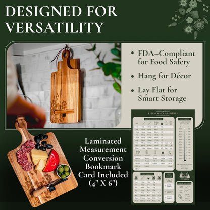 ULLAHOLM Wood Cookbook Stand for Kitchen Counter, Mother's Day Gift for Mom, Reversible Acacia Recipe Book Holder, Cooking Measurement Conversion Card, Adjustable Tablet Holder, Charging Cable Slot