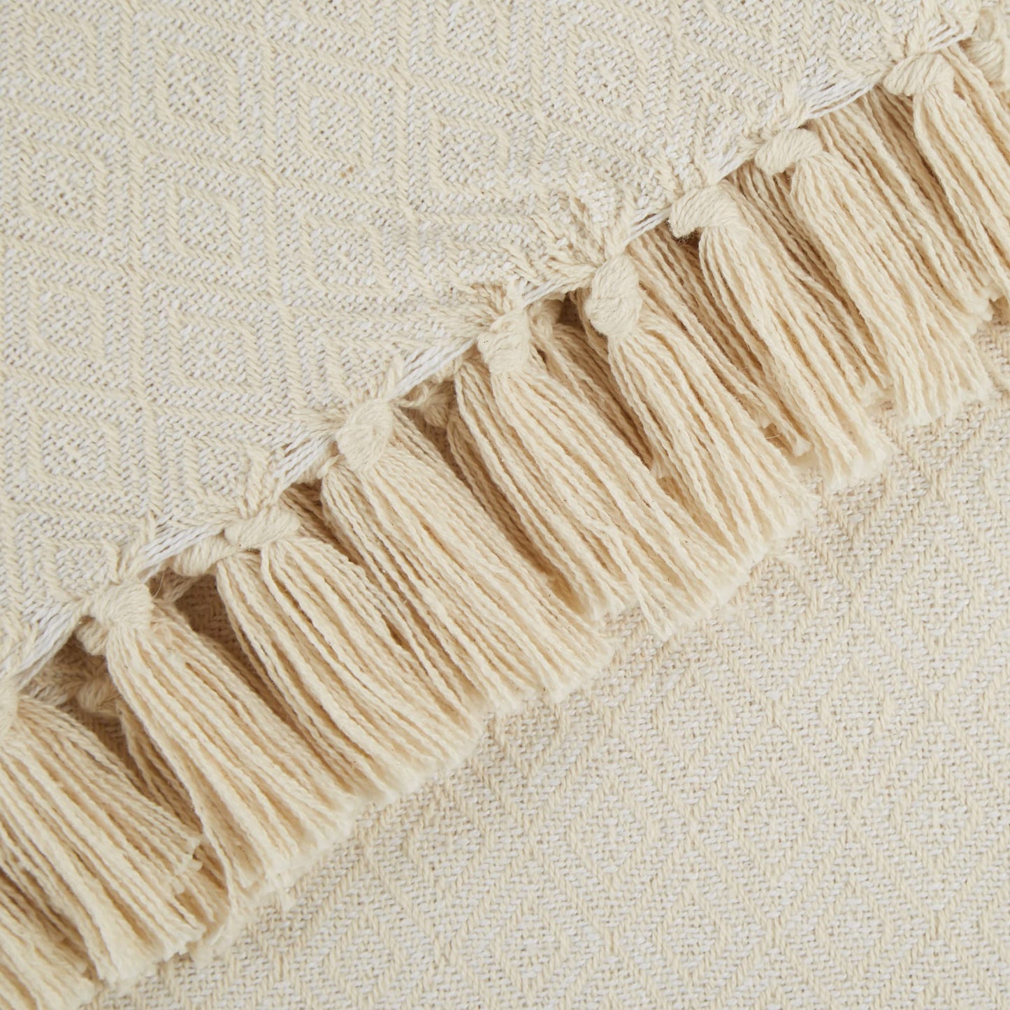 DII Global, Fields of Diamond Woven Throw, 50x60, Natural