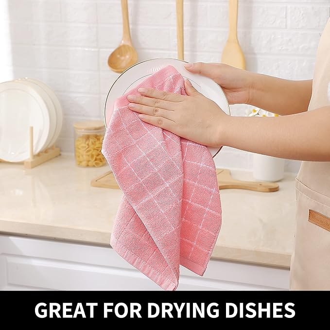 Homaxy 100% Cotton Terry Kitchen Dish Cloths, Ultra Soft and Absorbent Dish