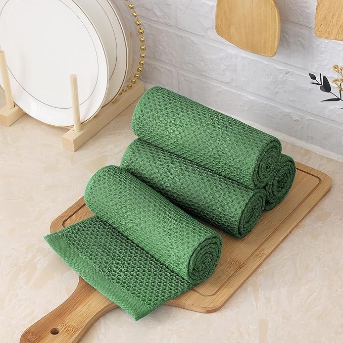 Homaxy 100% Cotton Waffle Weave Kitchen Towels, 13 x 28 Inches Super Absorbent