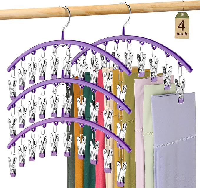 Legging Organizer for Closet, Metal Yoga Pants Hanger w/Rubber Coated 4 Pack