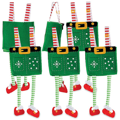 Elf Pants Christmas Treat Bags, Set of 6 Gift Bags for Children Holiday Parties Teachers Decorations