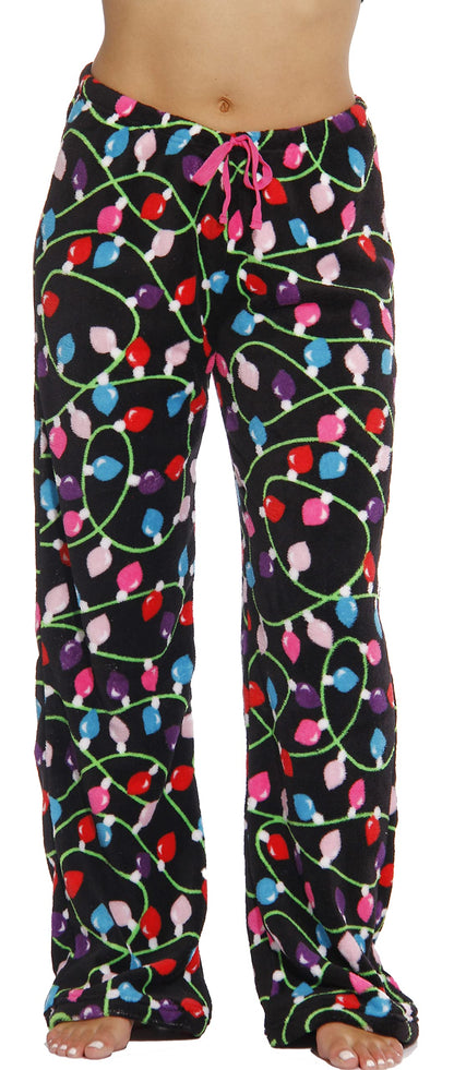 6339-10122-S Just Love Women's Plush Pajama Pants - Petite to Plus Size Pajamas,Black - Light Up,Small