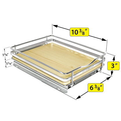 LYNK PROFESSIONAL® Pull Out Spice Rack Organizer for Inside Kitchen Cabinets - 4-1/4 inch Wide - Slide Out Drawer – Chrome Sliding Spice Cabinet Organization Shelf Racks - 2 Tier