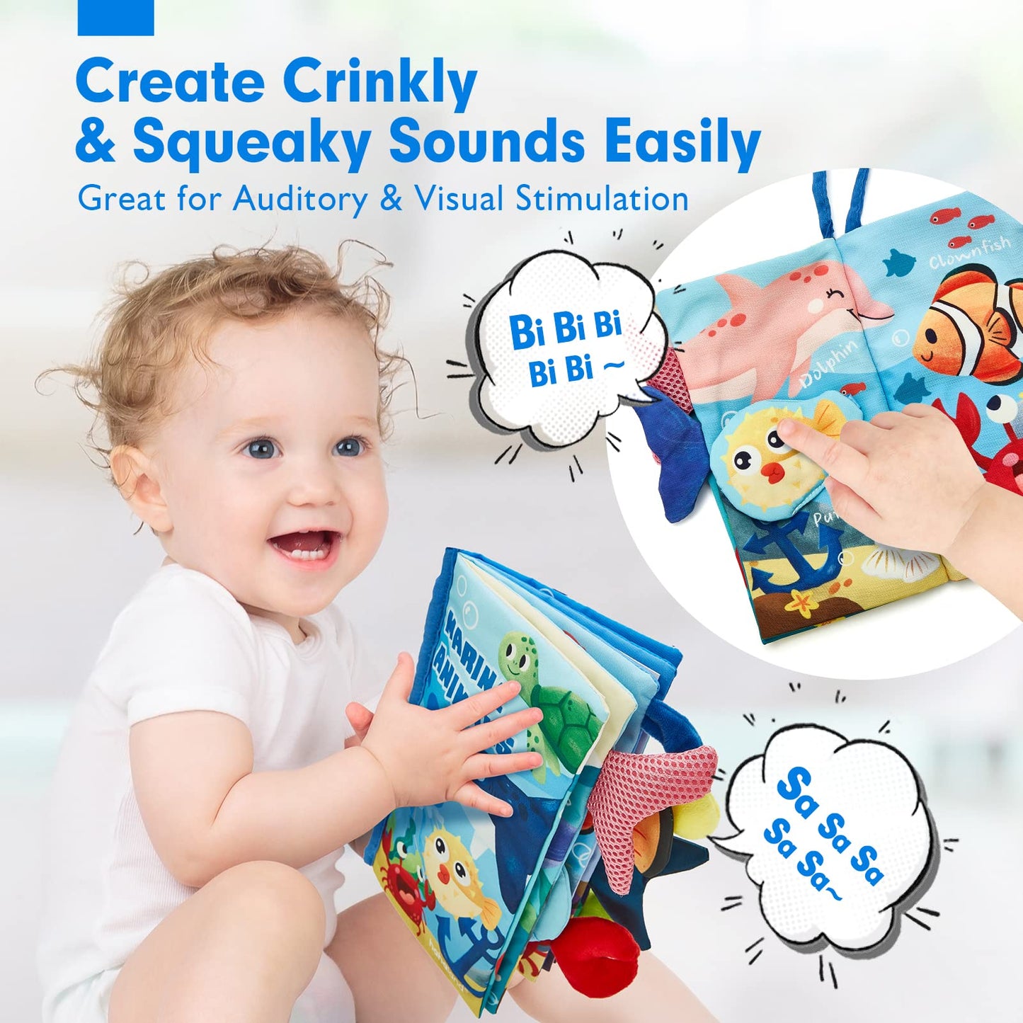 hahaland Baby Books 0-6 Months, Infant Tummy Time Toy Baby Toys 6 to 12 Months Touch Feel Book Baby Gifts for Boy Girl 0-3 Months Learning Toy Baby Birthday Easter Basket Stuffers(Single)
