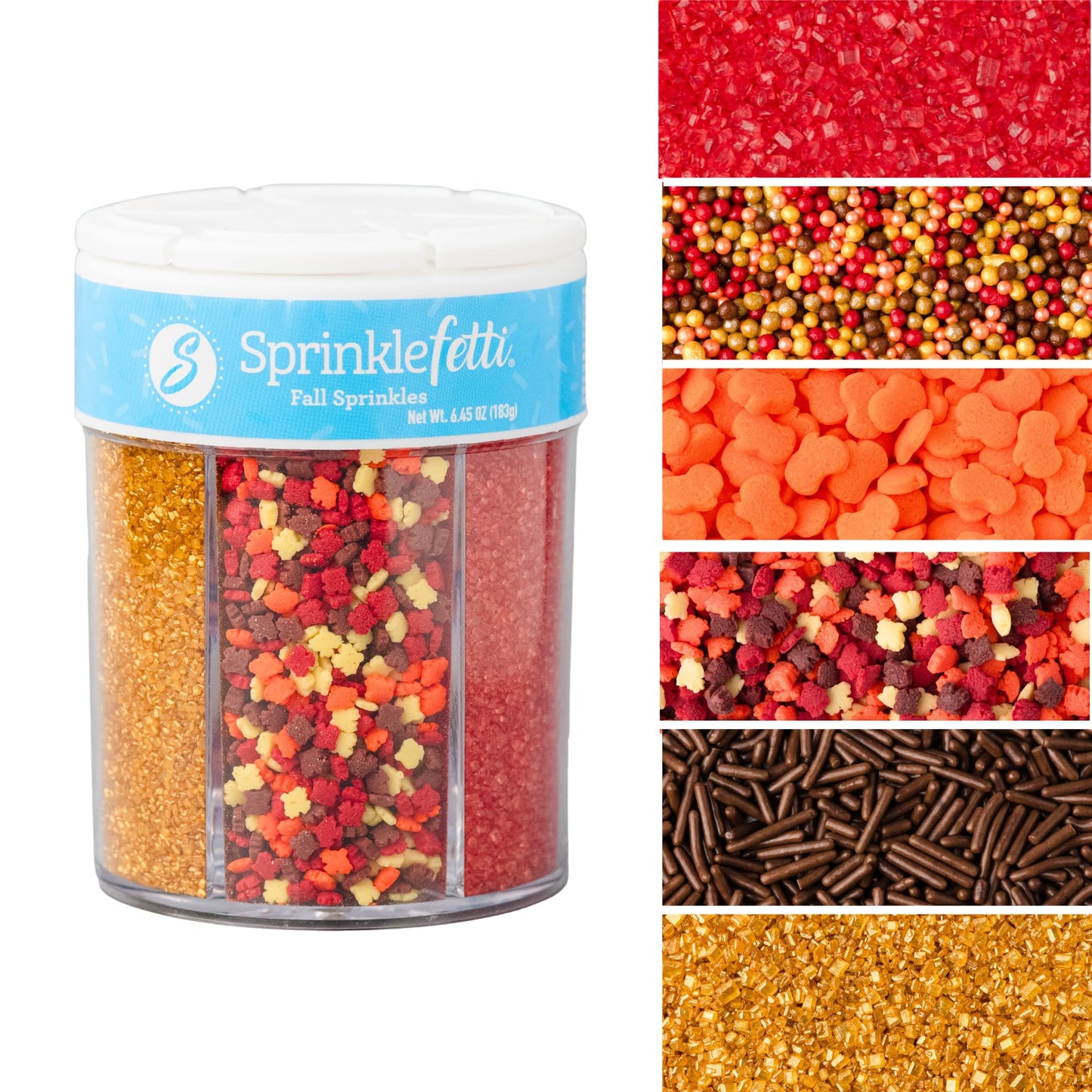 Sweets Indeed Valentines Sprinkles 6-Cell Jar | Heart Sprinkles, Red White Pink Jimmies & Sanding Sugar | Baking & Decorating | 6.45 ounces