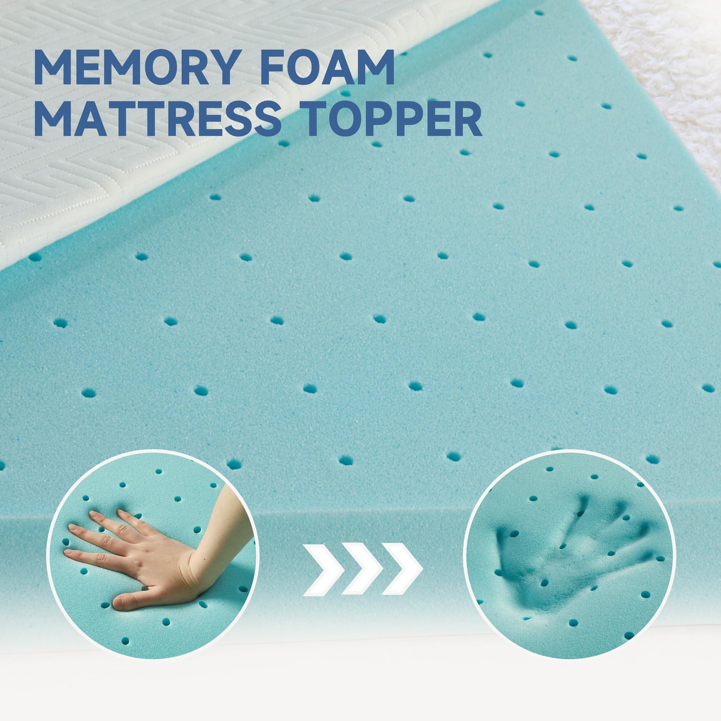 Eiayeebil 3 Inch Memory Foam Mattress Topper Full, Memory Foam Pad with Removable & Washable Cover, Bed Topper for Back Pain, Non-Slip Ventilated Design, Full Size