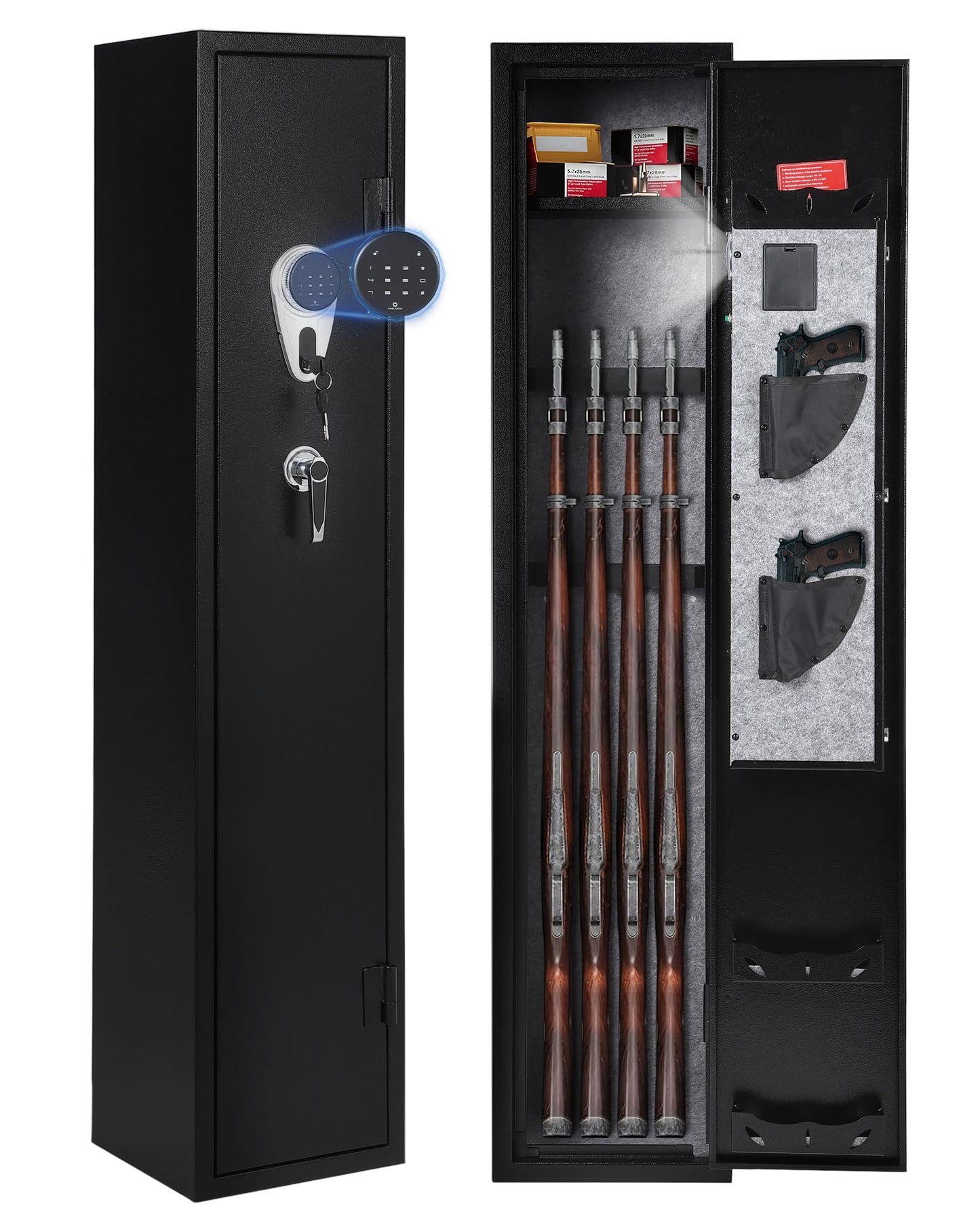 GarveeTech 6 Gun Safe for Rifles and Pistols,Heavy Duty Gun Cabinet, Gun Safes for Rifles with Adjustable Gun Racks & shelf, Large Digital Gun Locker