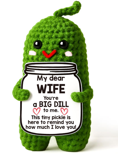 MAMAGIFTREE Valentines Day Gifts for Her Wife Valentines Gifts to My Wife from Husband I Love You Birthday Gift for Wife Wedding Anniversary Romantic Gift for Couples Women Handmade Crochet Pickle