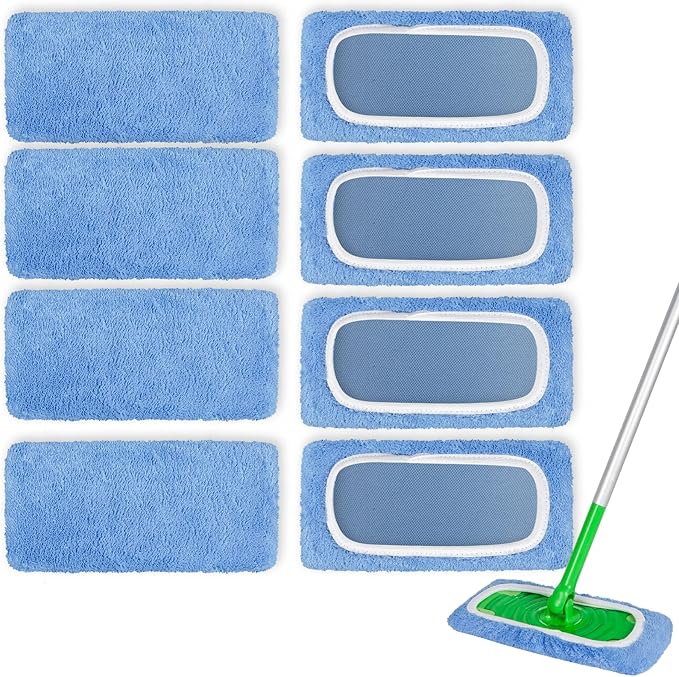 8 Pack Reusable Microfiber Mop Pads Compatible