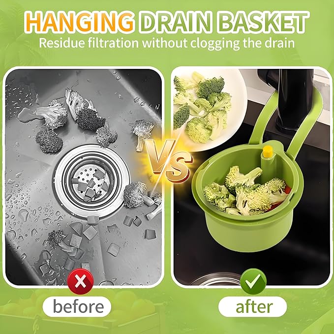 Hanging Strainer for Kitchen Sink, Kitchen Drain Storage Basket, Smart Sink