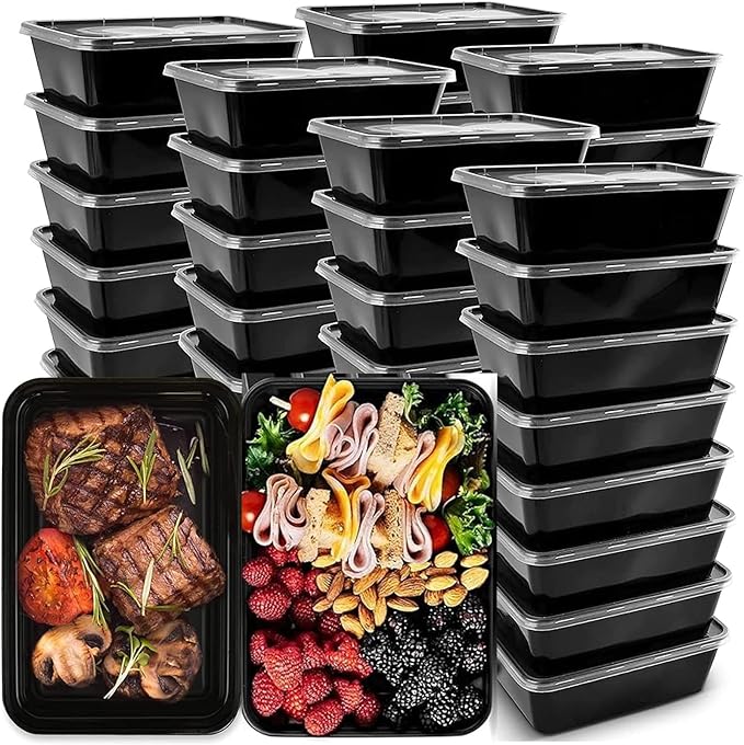 50-Pack Meal Prep Containers, 26 OZ Microwavable Reusable Food Containers