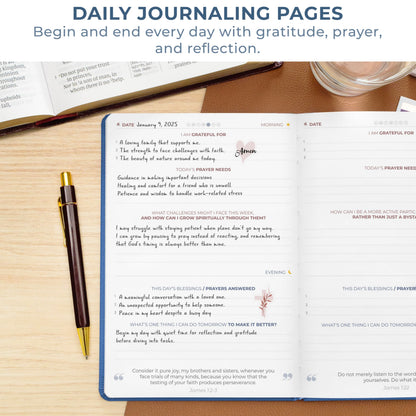 Clever Fox 5-Minute Daily Prayer Journal – Bible Study Journal for Women to Write In – Faith Based Gifts & Religious Accessories – Biblical Scripture Notes & Devotional Church Notebook (Mystic Blue)