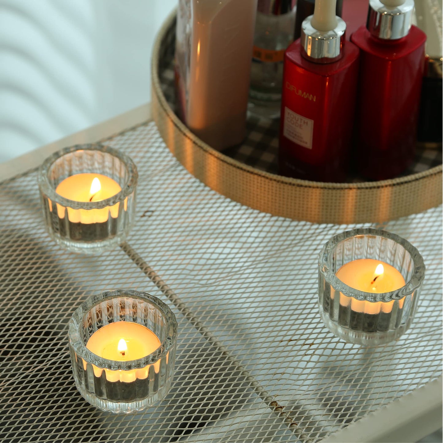 GOLDEAL Tealight Candle Holders Set of 48 Thick Clear Glass, Tea Light Holder Bulk, Votive Candle Holders for Wedding Table Decor, Party Supplies, Bridal Shower Decorations, Centerpieces for Tables
