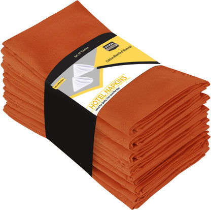 Utopia Kitchen Orange Cloth Napkins [12 Pack, 18x18 Inch] Absorbent Cotton Blend Washable and Reusable for Halloween, Thanksgiving, Dinner, Restaurant, Lunch, Wedding and Hotel