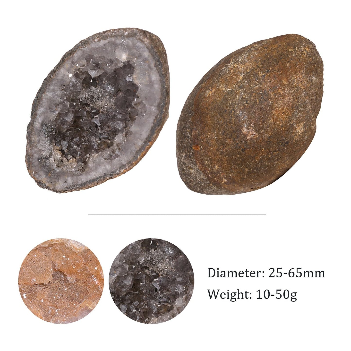 Sportmusies Irregular Natural Geode Agate Crystal Cluster Mineral Specimen Desk Shelf Home Decoration, Reiki Healing Yoga Oil Diffuser Stone, 0.98-2.56 inches