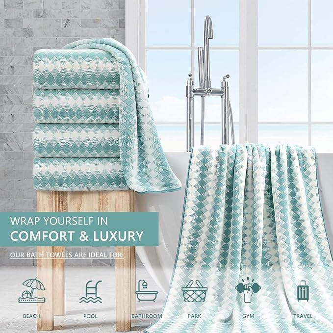 4 Piece Bath Towel Set Oversized Bath Sheet 35"x70" Bathroom Towel Extra Large