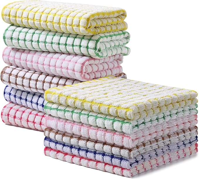 Homaxy Kitchen Towels and Dishcloths Set, 16 x 25 and 12 x 12 Inches, Super