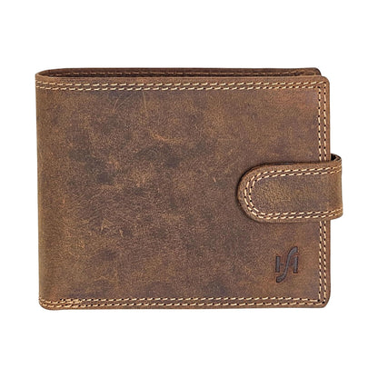 STARHIDE Handmade Wallets for Men UK | Genuine Distressed Hunter Leather | RFID Blocking Notecase Wallet | Coins and Id Card Holder | 710 (Brown)