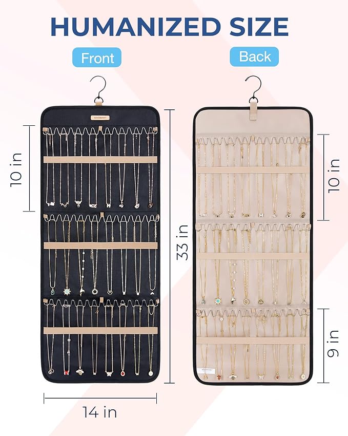 BAGSMART Hanging Necklaces Organizer Jewelry Holder Storage Roll