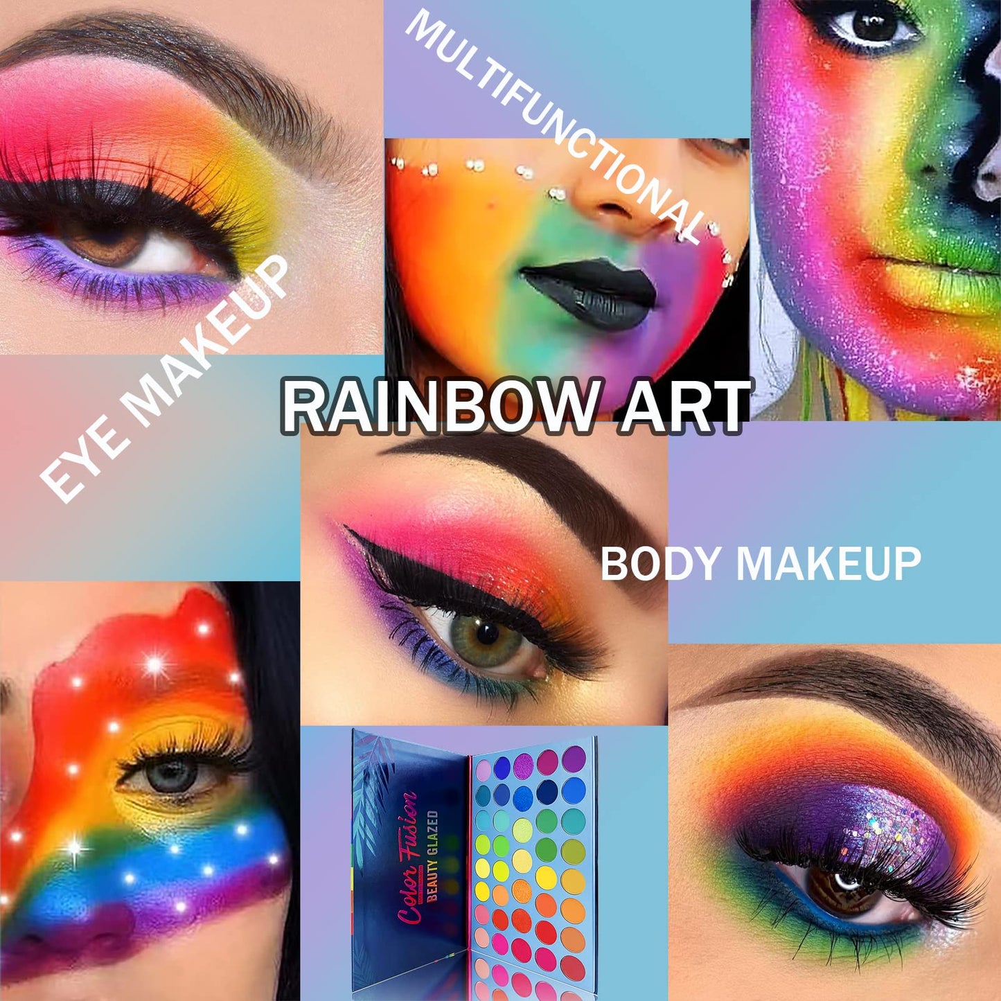 Color Fusion Eyeshadow Palette Highly Pigmented 39 Shades Pink Purple Matte and Shimmers Makeup Palette, Blendable Waterproof Eye Shadow, No Flaking, Little Fall Out, Stay Long, Hard Smudge, Cruelty- Free Makeup Pallet, Full Face Eye Make Up for Beginners