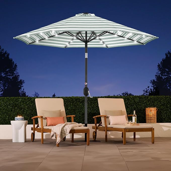 Best Choice Products 10ft Solar Polyester LED Lighted Patio Umbrella w/Tilt Adjustment and UV-Resistant Fabric