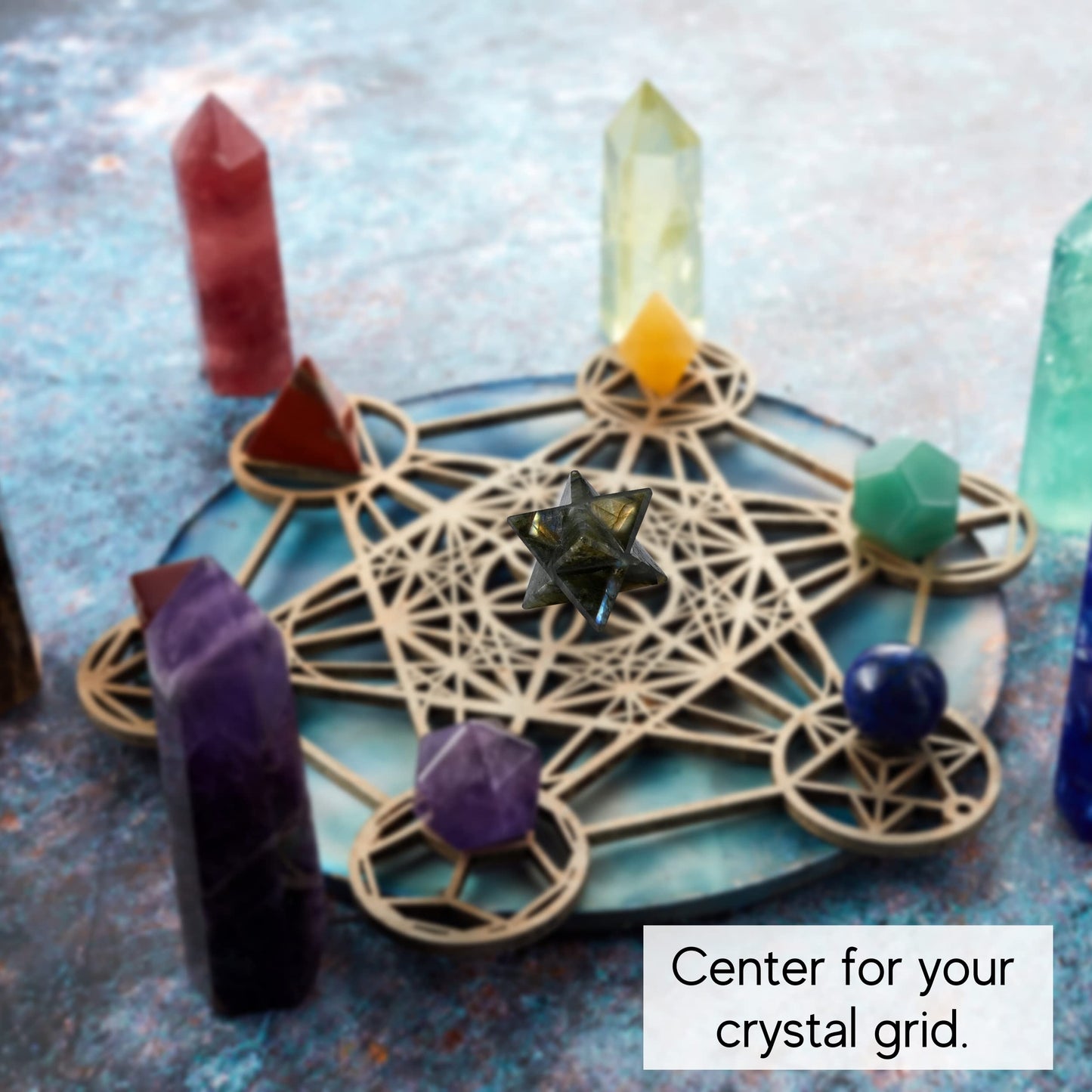 Amazing Gemstone Labradorite Merkaba Crystal - 0.75 Inches Metaphysical Merkaba Star for Meditation - Energetic Tetrahedron Crystal and Healing Stones for Spiritual Growth and Healing (15-20mm)